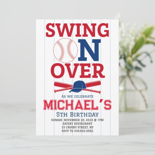 Swing On Over Softball Birthday Kaart (Staand voorkant)