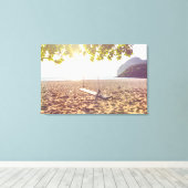 Swing op het strand bij zonsondergang 2 canvas afdruk (Insitu (Houten vloer))