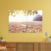 Swing op het strand bij zonsondergang 2 canvas afdruk (Insitu (Woonkamer))