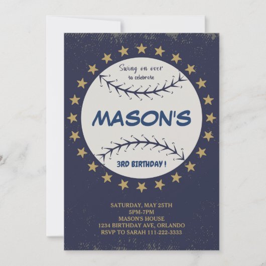 Swing op over honkbal verjaardag uitnodiging (Voorkant)