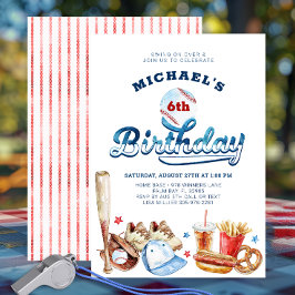 Swing op over honkbal verjaardagsfeestje uitnodigi kaart