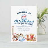 Swing op over honkbal verjaardagsfeestje uitnodigi kaart (Staand voorkant)