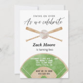 Swing op over honkbaljongen verjaardagsuitnodiging kaart (Voorkant)