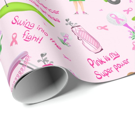 Swing Pink Golfer Borstkankerbewustzijn Cadeaupapier (Rol Hoek)