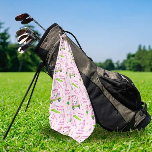 Swing Pink Golfer Borstkankerbewustzijn Golfhanddoek