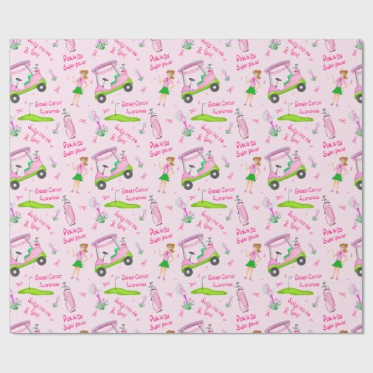 Swing Pink Golfer Breast Cancer Bewustheid Cadeaupapier (Vlak)