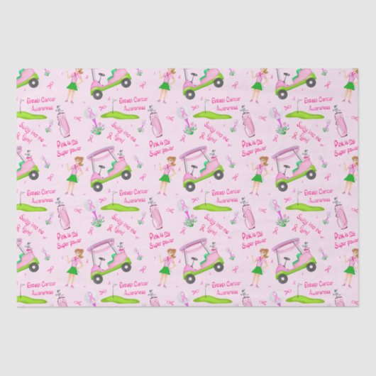 Swing Pink Golfer Breast Cancer Bewustheid Tissuepapier (Voorkant)