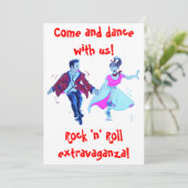 swing rock and roll dance-uitnodiging kaart (Staand voorkant)