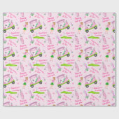 Swing Roze Golfer Borstkankerbewustzijn Cadeaupapier (Vlak)
