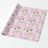 Swing Roze Golfer Borstkankerbewustzijn Cadeaupapier (Uitgerold)