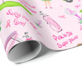 Swing Roze Golfer Borstkankerbewustzijn Cadeaupapier (Rol Hoek)