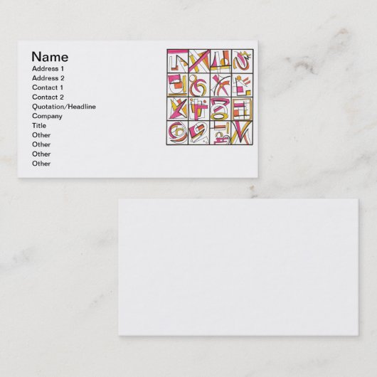 Swing set-whimsical-geometrisch visitekaartje (Voorkant / Achterkant)