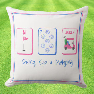 Swing, Sip, Mahjong / Golf Mahjong Tegel Kussen
