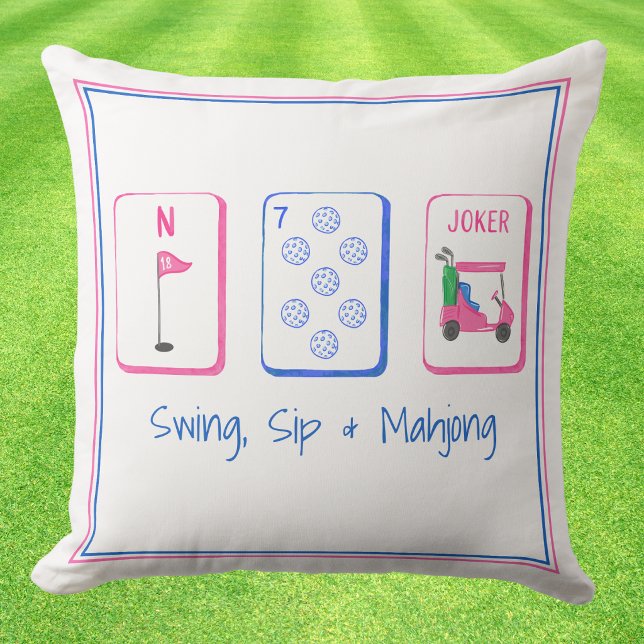 Swing, Sip, Mahjong / Golf Mahjong Tegel Kussen (Creator heeft geüpload)