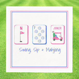 Swing, Sip, Mahjong / Golf-Themed Mahjong Feestje Servet
