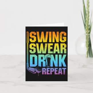 Swing Swear Drink Herhaal - Funny Golf Gezegde Kaart