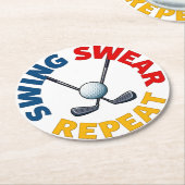 Swing, Swear, Herhaal: Grappig Golf Ontwerp Ronde Kartonnen Onderzetter (Gebogen)