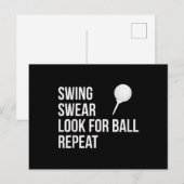 Swing Swear zoekt bal herhalen Funny Golf Briefkaart (Voorkant / Achterkant)