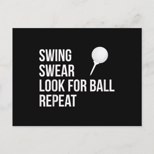 Swing Swear zoekt bal herhalen Funny Golf Briefkaart (Voorkant)