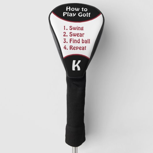 Swing, zweer, vind bal, herhaal monogram golfheadcover (Voorkant)