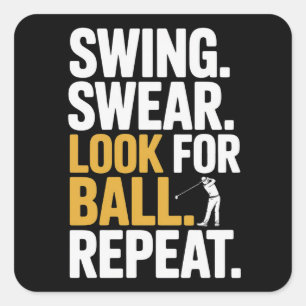 Swing Zweer Zoek Bal Herhaal Golf Golfers Golf Vierkante Sticker