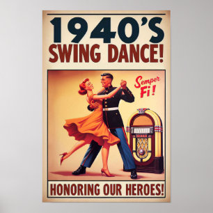 swingdansgroet voor militaire dienst poster