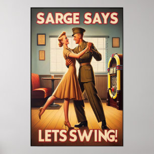 swingdansgroet voor militaire dienst poster