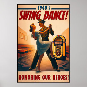 swingdansgroet voor militaire dienst poster