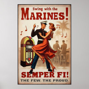 swingdansgroet voor militaire dienst poster