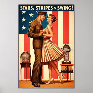 swingdansgroet voor militaire dienst poster