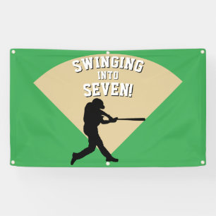 Swingen naar een honkbal verjaardag spandoek