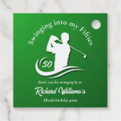 Swingend in mijn vijftiger jaren moderne golf spel bedankjes labels (Achterkant)