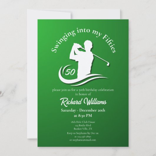 Swingend mijn vijftiger jaren in Modern Golf Spele Kaart (Voorkant)