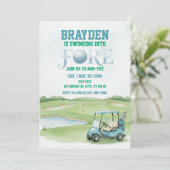 Swingend naar Fore, Blauwe Golf 4e Verjaardag Kaart (Staand voorkant)