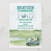 Swingend naar Fore, Blauwe Golf 4e Verjaardag Kaart (Voorkant)