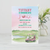 Swingend naar Fore, Roze Golf 4e Verjaardag Kaart (Staand voorkant)