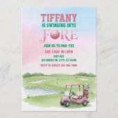 Swingend naar Fore, Roze Golf 4e Verjaardag Kaart (Voorkant)
