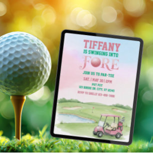 Swingend naar Fore, Roze Golf 4e Verjaardag Kaart