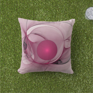 Swingende Fractal, Moderne Abstracte Bes Pink Kuns Buitenkussen