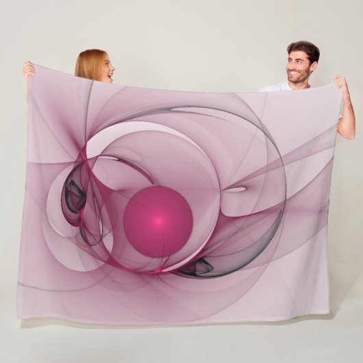 Swingende Fractal, Moderne Abstracte Bes Pink Kuns Fleece Deken (In situ)
