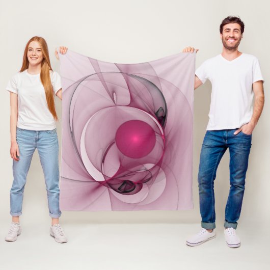 Swingende Fractal, Moderne Abstracte Bes Pink Kuns Fleece Deken (In situ)