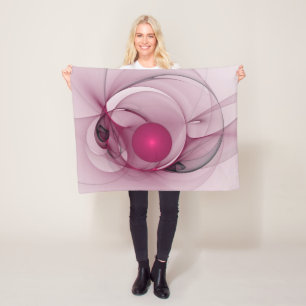 Swingende Fractal, Moderne Abstracte Bes Pink Kuns Fleece Deken