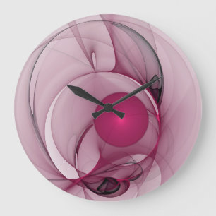 Swingende Fractal, Moderne Abstracte Bes Pink Kuns Grote Klok
