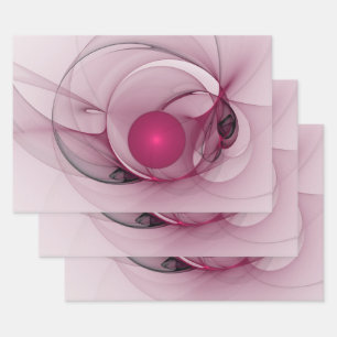 Swingende Fractal, Moderne Abstracte Bes Pink Kuns Inpakpapier Vel
