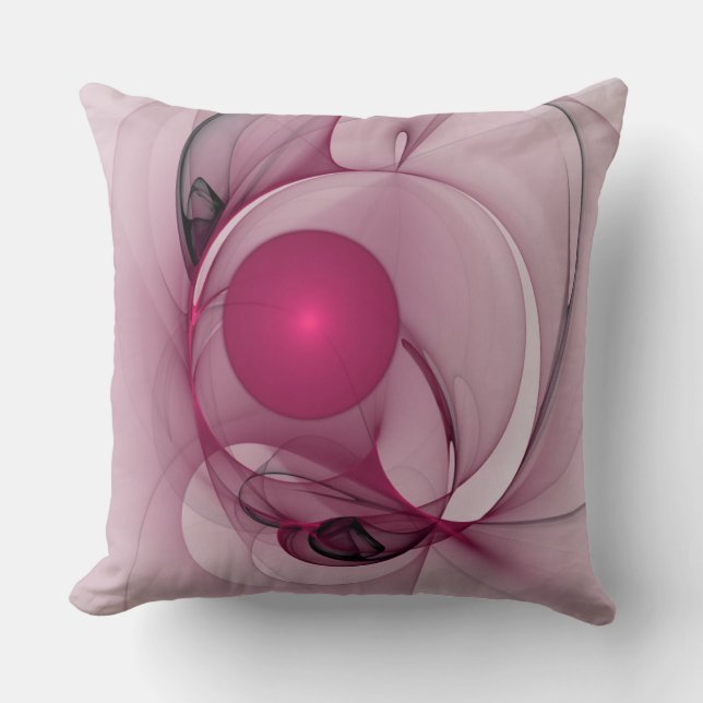 Swingende Fractal, Moderne Abstracte Bes Pink Kuns Kussen (Voorkant)