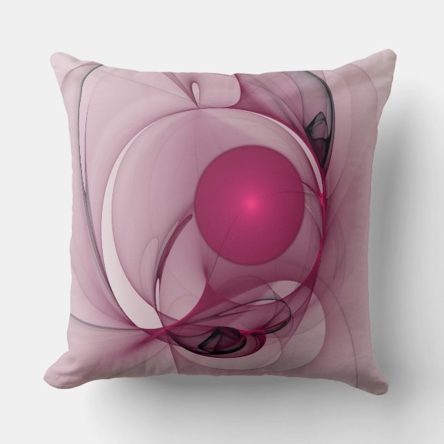 Swingende Fractal, Moderne Abstracte Bes Pink Kuns Kussen (Voorkant)