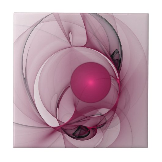 Swingende Fractal, Moderne Abstracte Bes Pink Kuns Tegeltje (Voorkant)