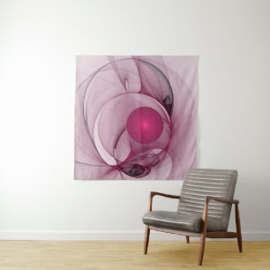 Swingende Fractal, Moderne Abstracte Bes Pink Kuns Wandkleed