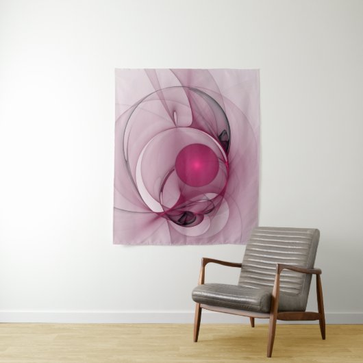 Swingende Fractal, Moderne Abstracte Bes Pink Kuns Wandkleed (In situ)