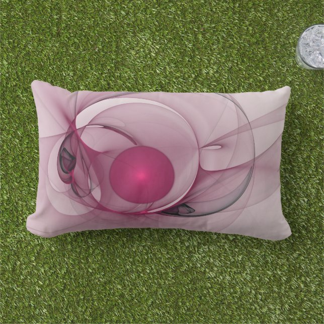 Swingende Fractal, Moderne Abstracte Bes Roze Kuns Buitenkussen (Gras)